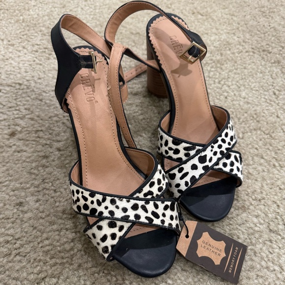 Crevo Shoes - Crevo Black and White Cheated Print Heels